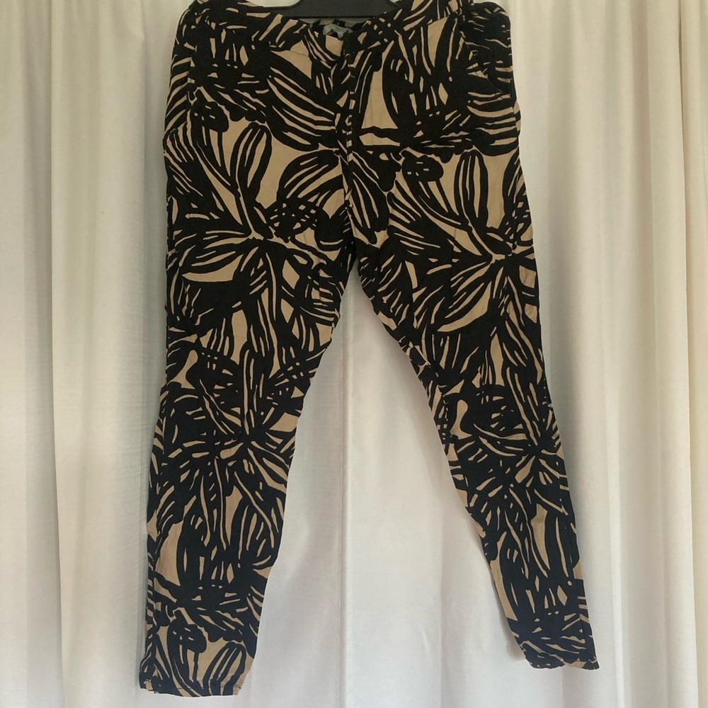 Black and Tan Floral Print Pants